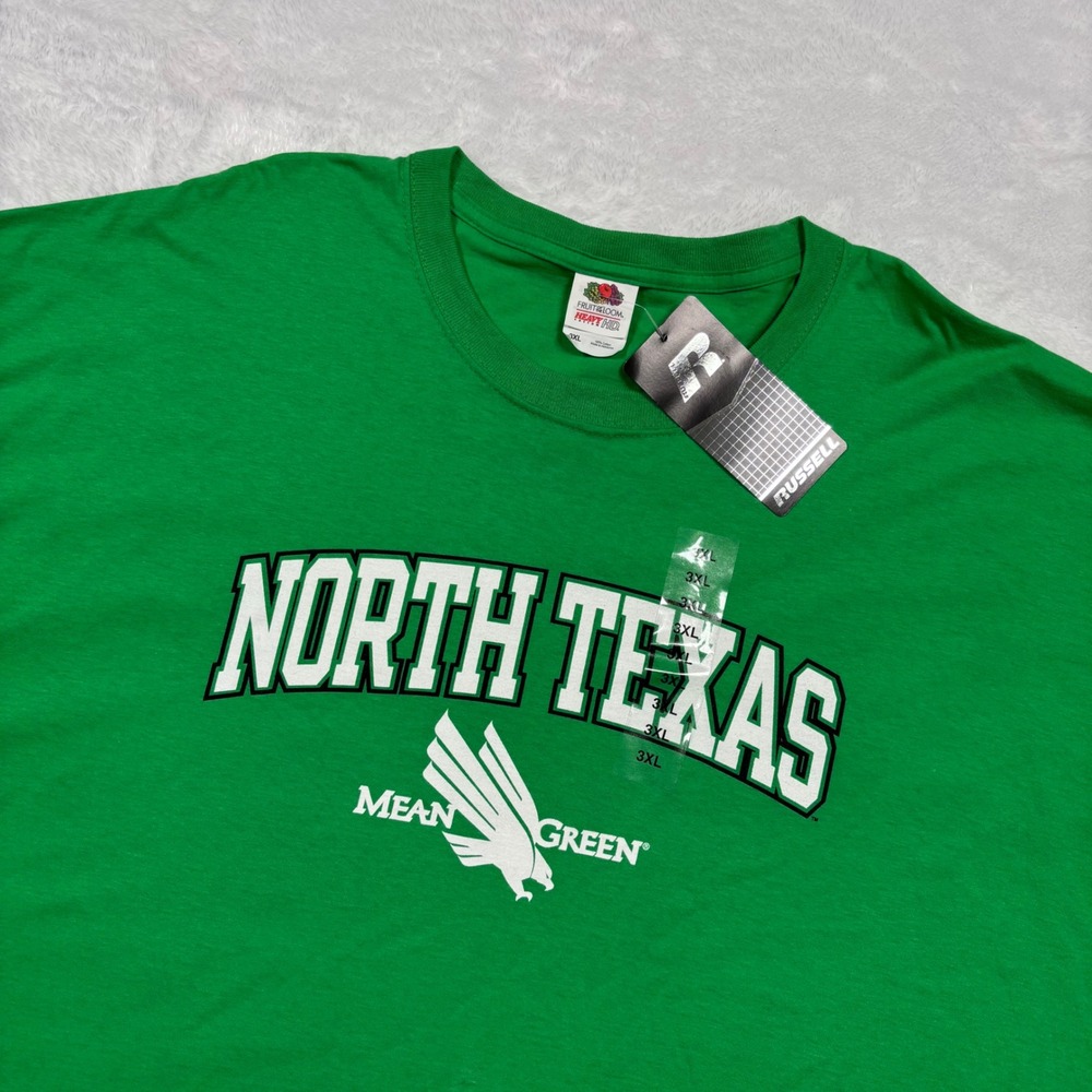 NEW Y2K Russell North Texas Mean Green Eagles T-Shirt Men 3XL NCAA Cotton Gift